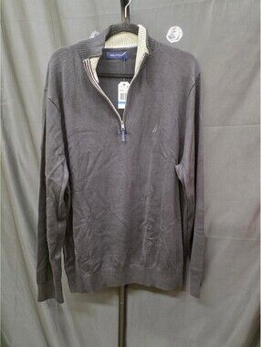 NAUTICA MEN’S QUARTER‑ZIP SWEATER TRUE BLACK SIZE XL